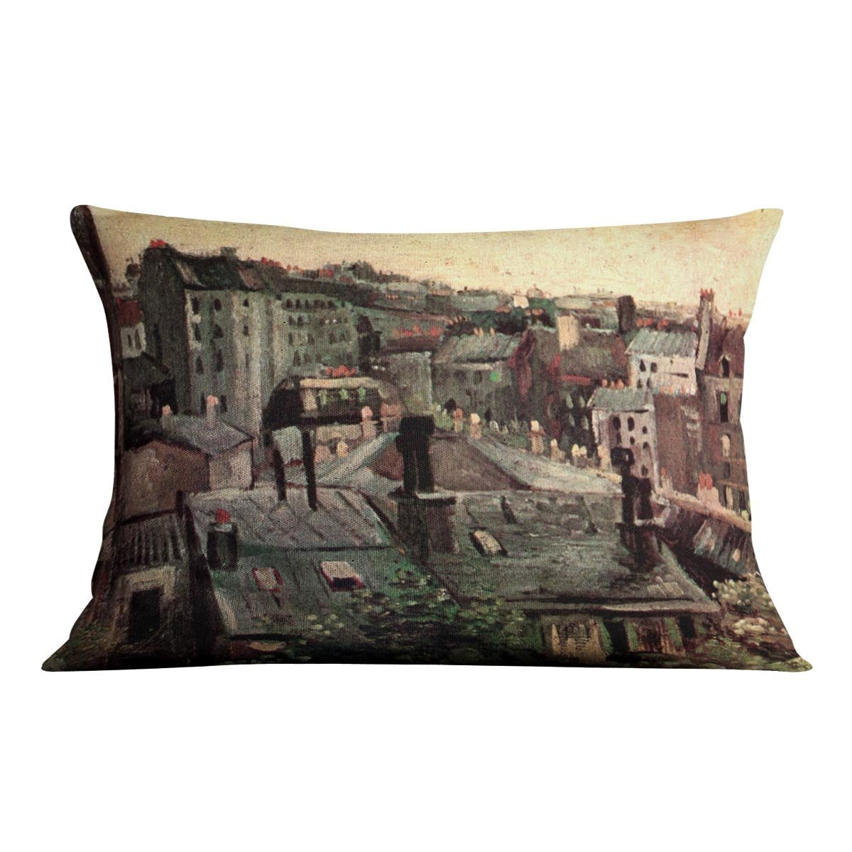 View of Roofs and Backs of Houses by Van Gogh Throw Pillow