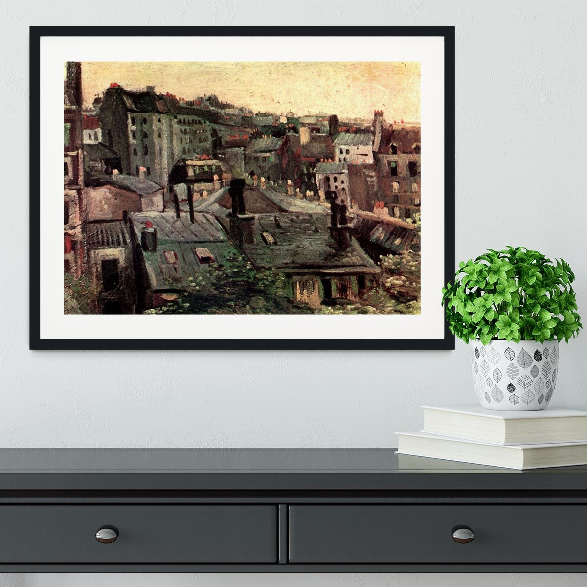 View of Roofs and Backs of Houses by Van Gogh Framed Print - Canvas Art Rocks - 1