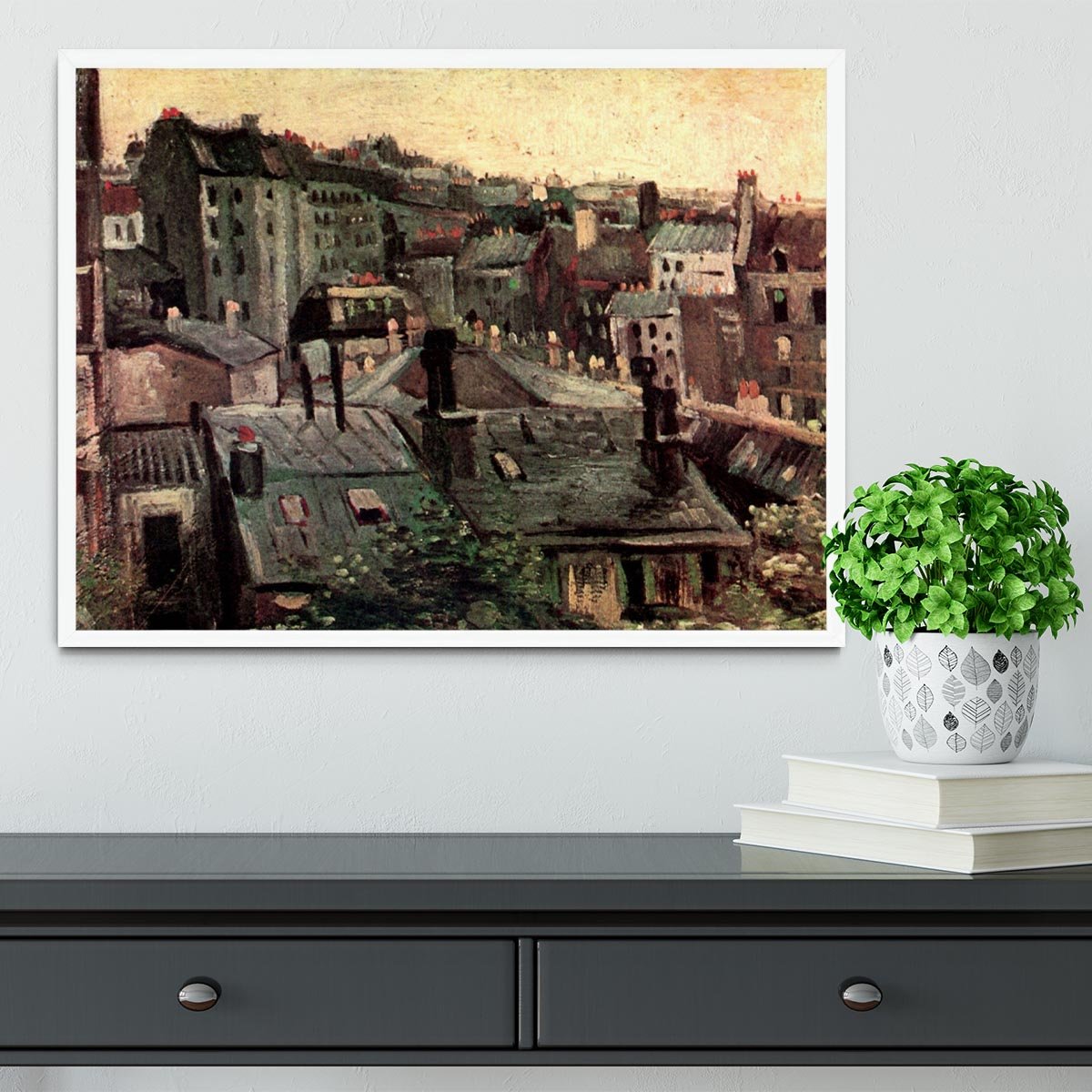 View of Roofs and Backs of Houses by Van Gogh Framed Print - Canvas Art Rocks -6