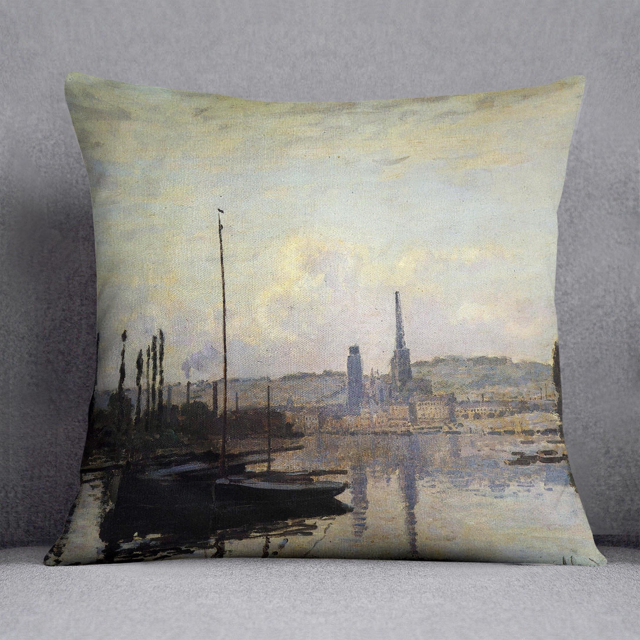 View of Rouen by Monet Throw Pillow