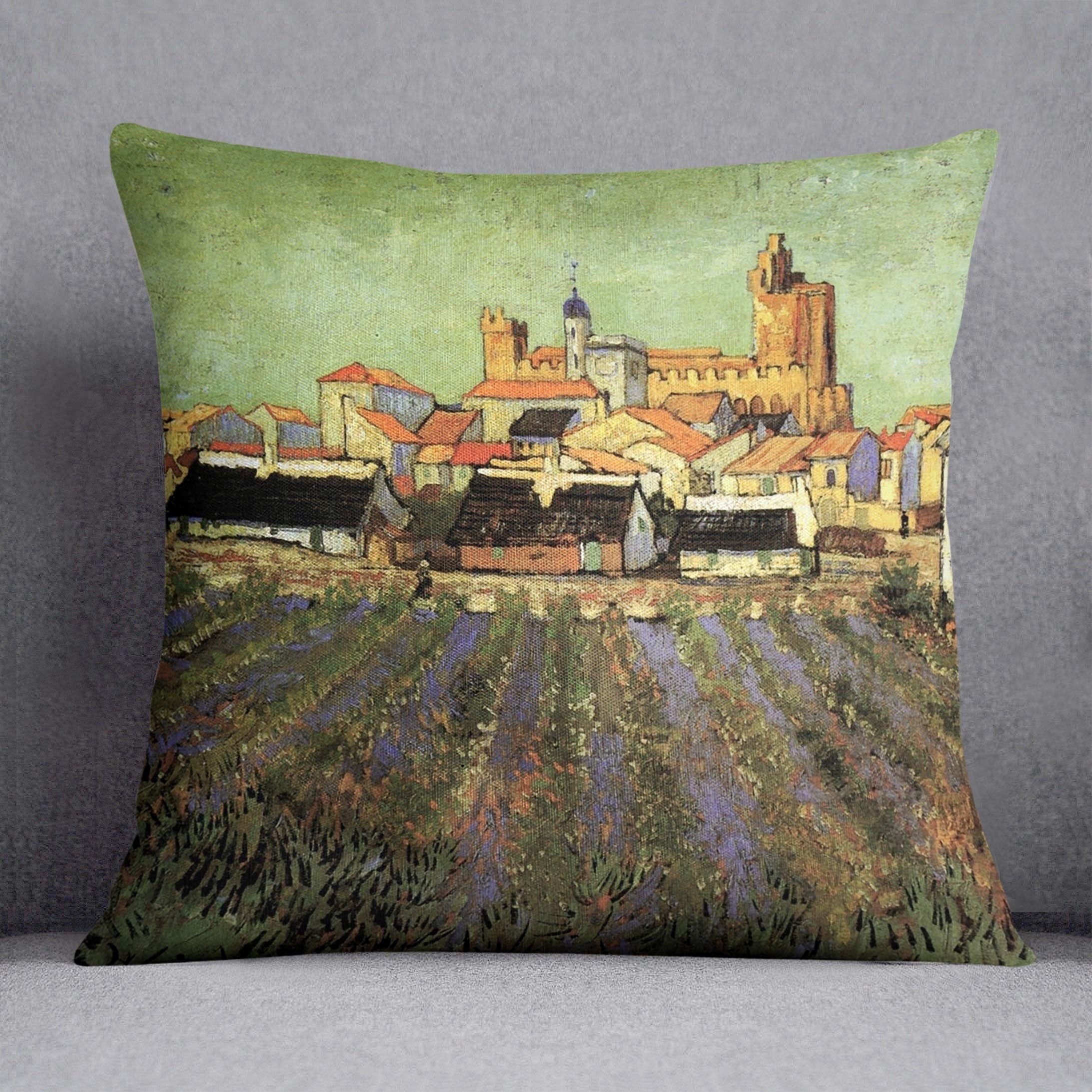 View of Saintes-Maries by Van Gogh Throw Pillow