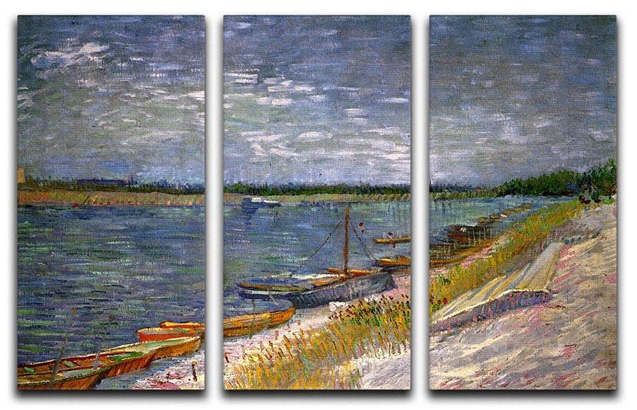 View of a River with Rowing Boats by Van Gogh 3 Split Panel Canvas Print - Canvas Art Rocks - 4