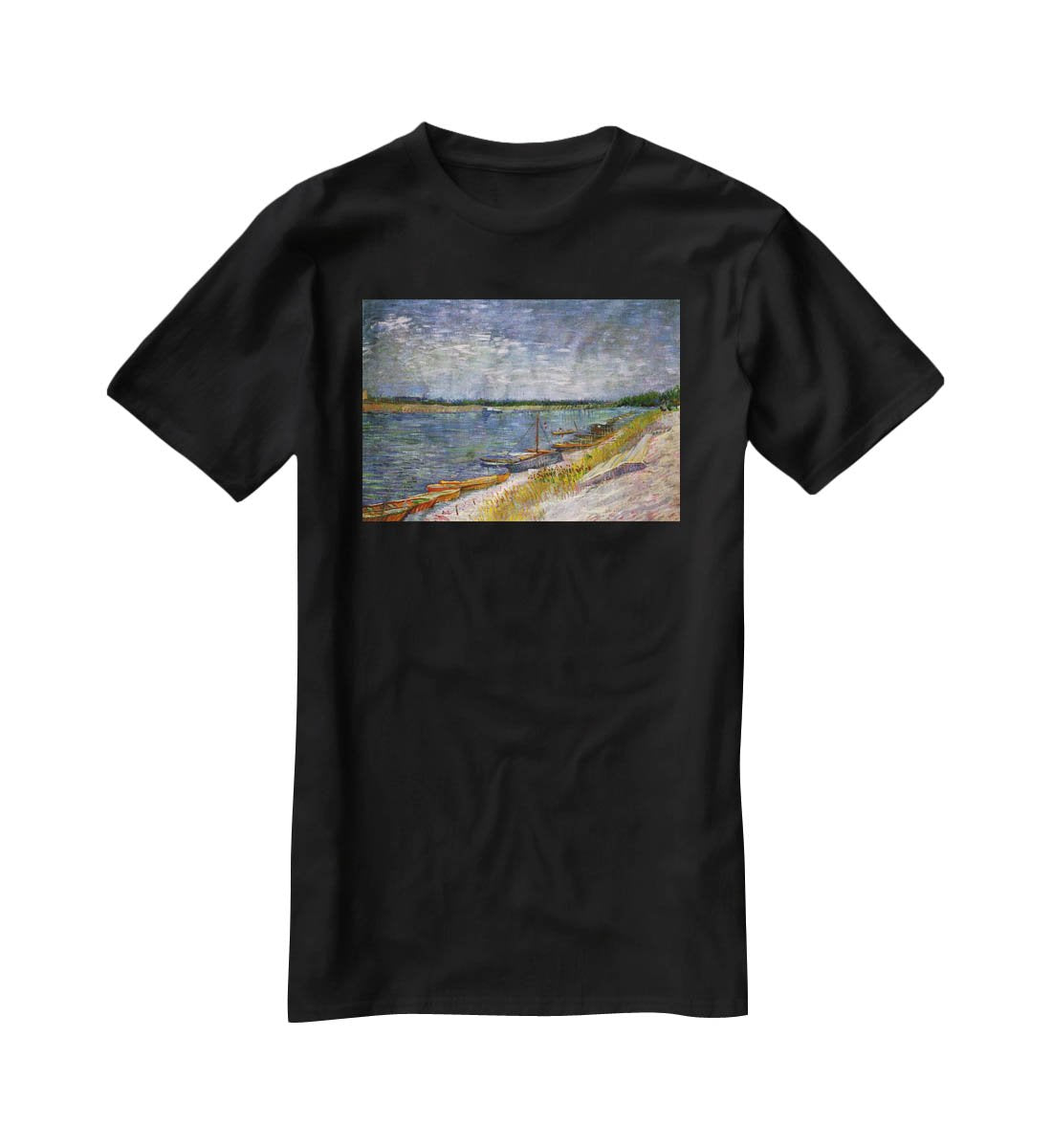 View of a River with Rowing Boats by Van Gogh T-Shirt - Canvas Art Rocks - 1