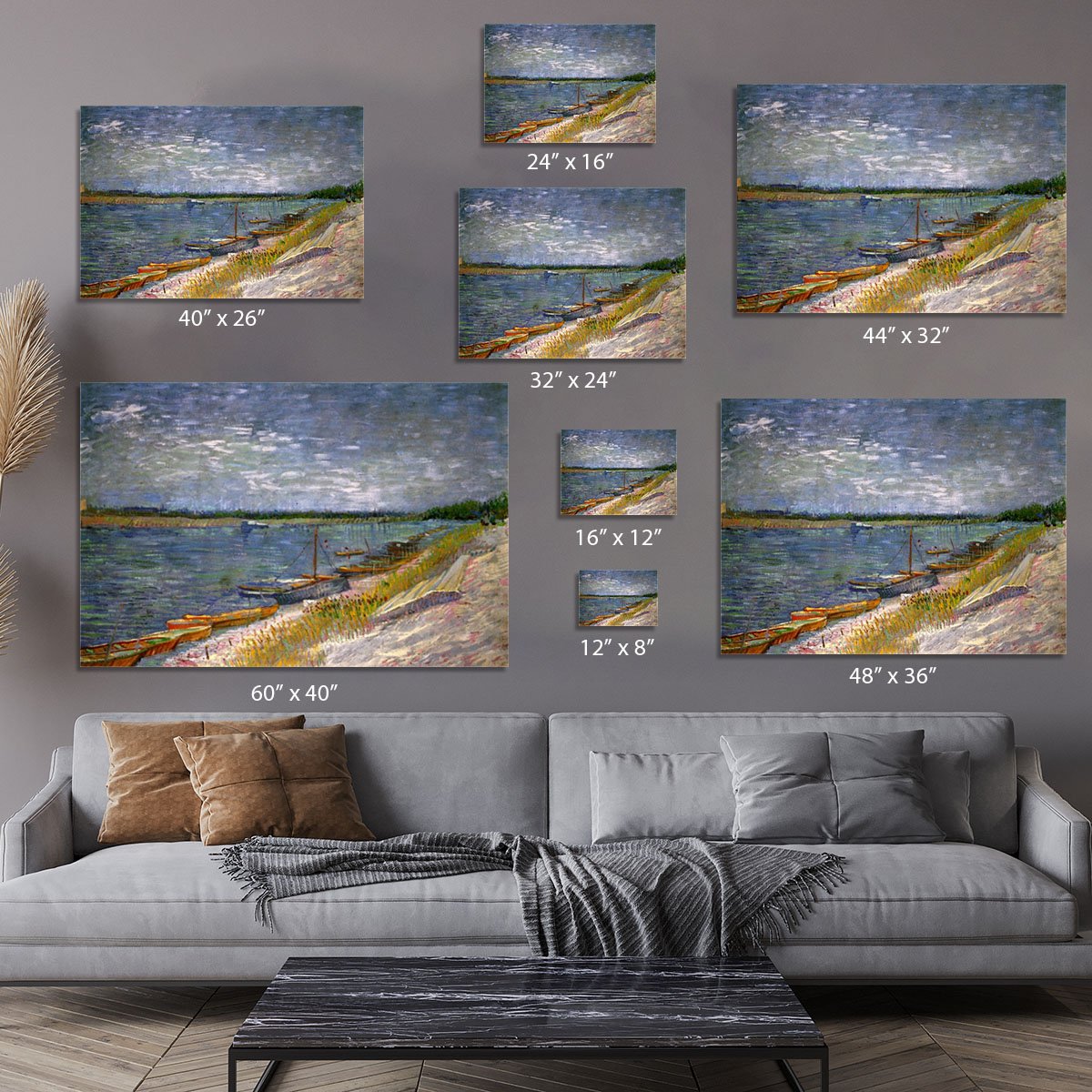 View of a River with Rowing Boats by Van Gogh Canvas Print or Poster