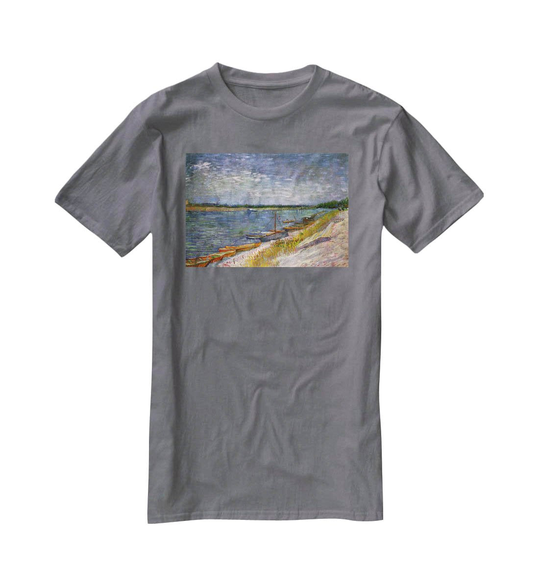 View of a River with Rowing Boats by Van Gogh T-Shirt - Canvas Art Rocks - 3
