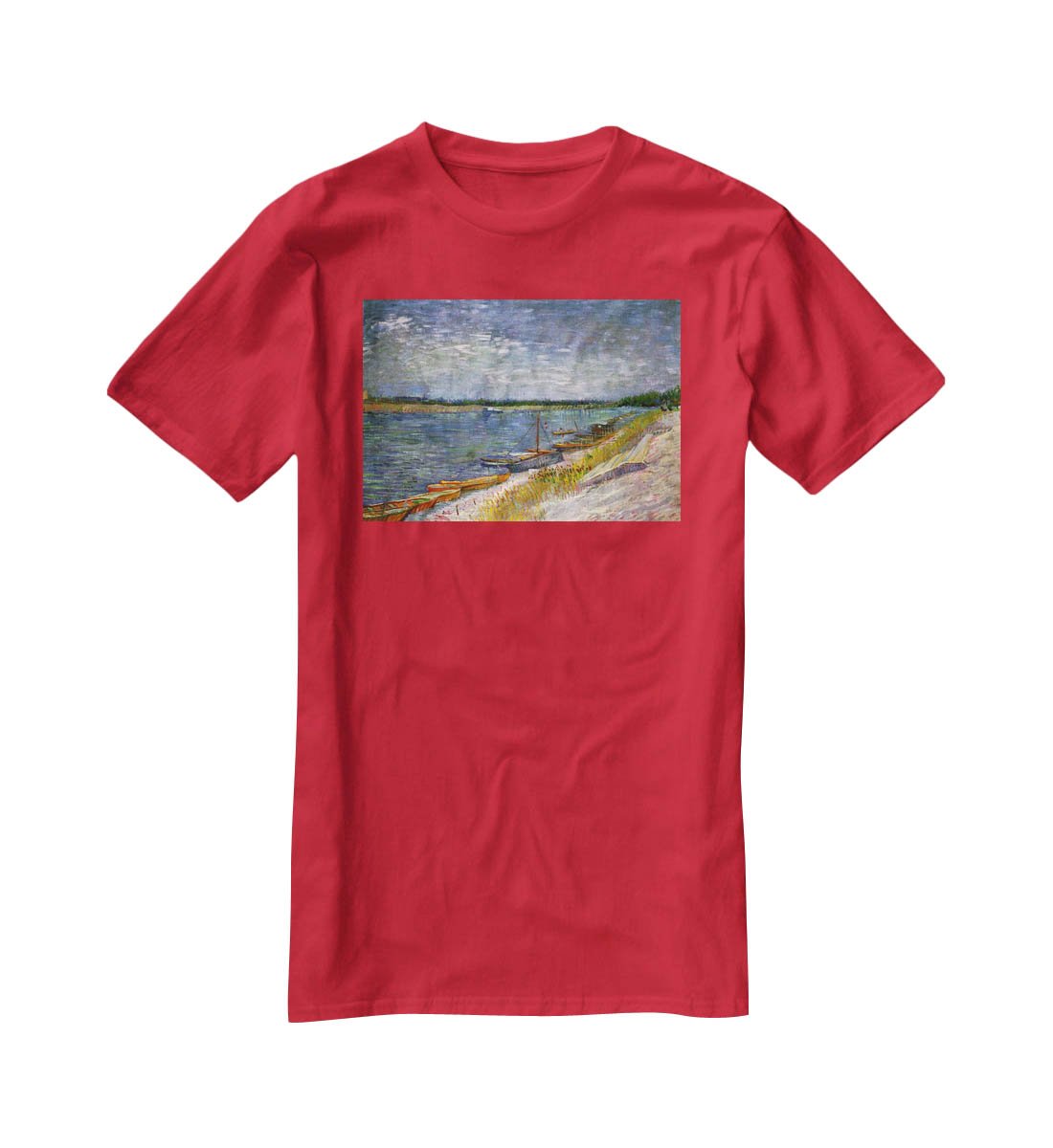 View of a River with Rowing Boats by Van Gogh T-Shirt - Canvas Art Rocks - 4