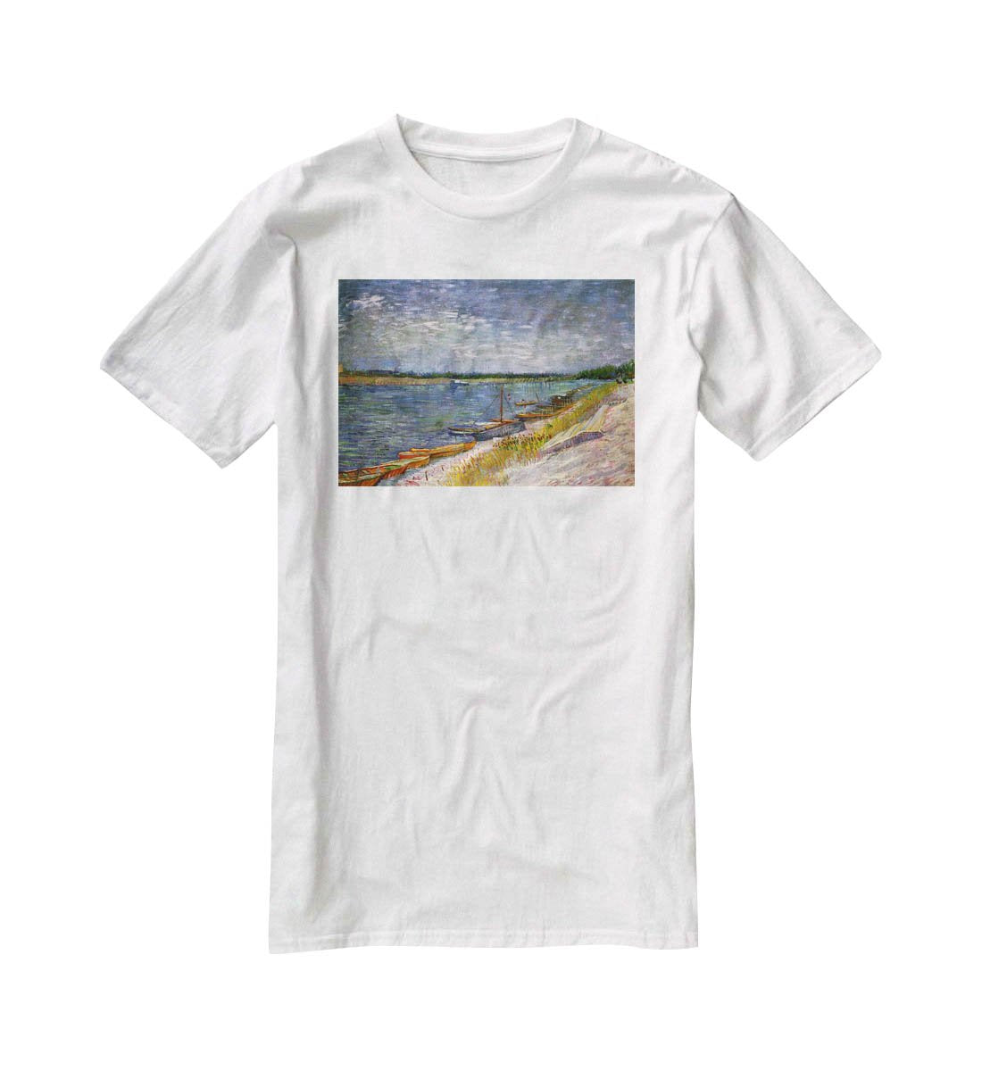 View of a River with Rowing Boats by Van Gogh T-Shirt - Canvas Art Rocks - 5