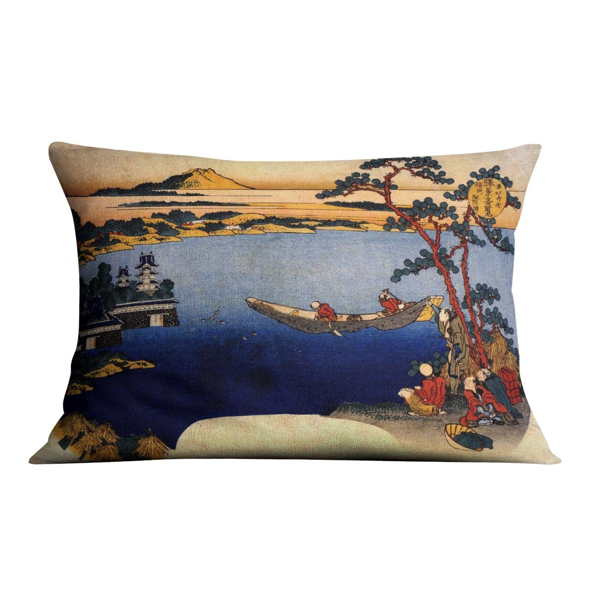 View of lake Suwa by Hokusai Throw Pillow