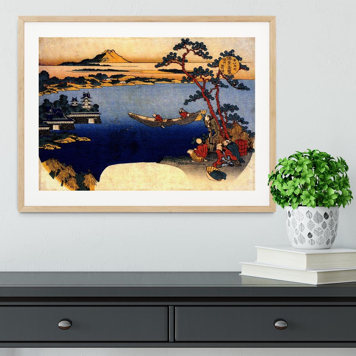View of lake Suwa by Hokusai Framed Print - Canvas Art Rocks - 3