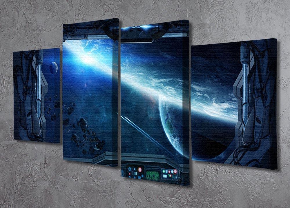 View of outer space from the window of a space station 4 Split Panel Canvas - Canvas Art Rocks - 2