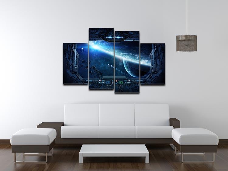View of outer space from the window of a space station 4 Split Panel Canvas - Canvas Art Rocks - 3