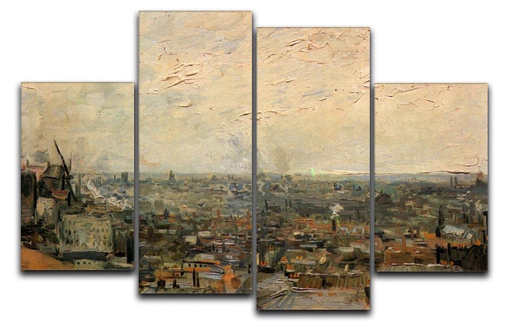 View of paris from Montmarte by Van Gogh 4 Split Panel Canvas  - Canvas Art Rocks - 1