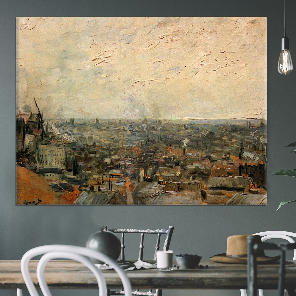 View of paris from Montmarte by Van Gogh Canvas Print or Poster