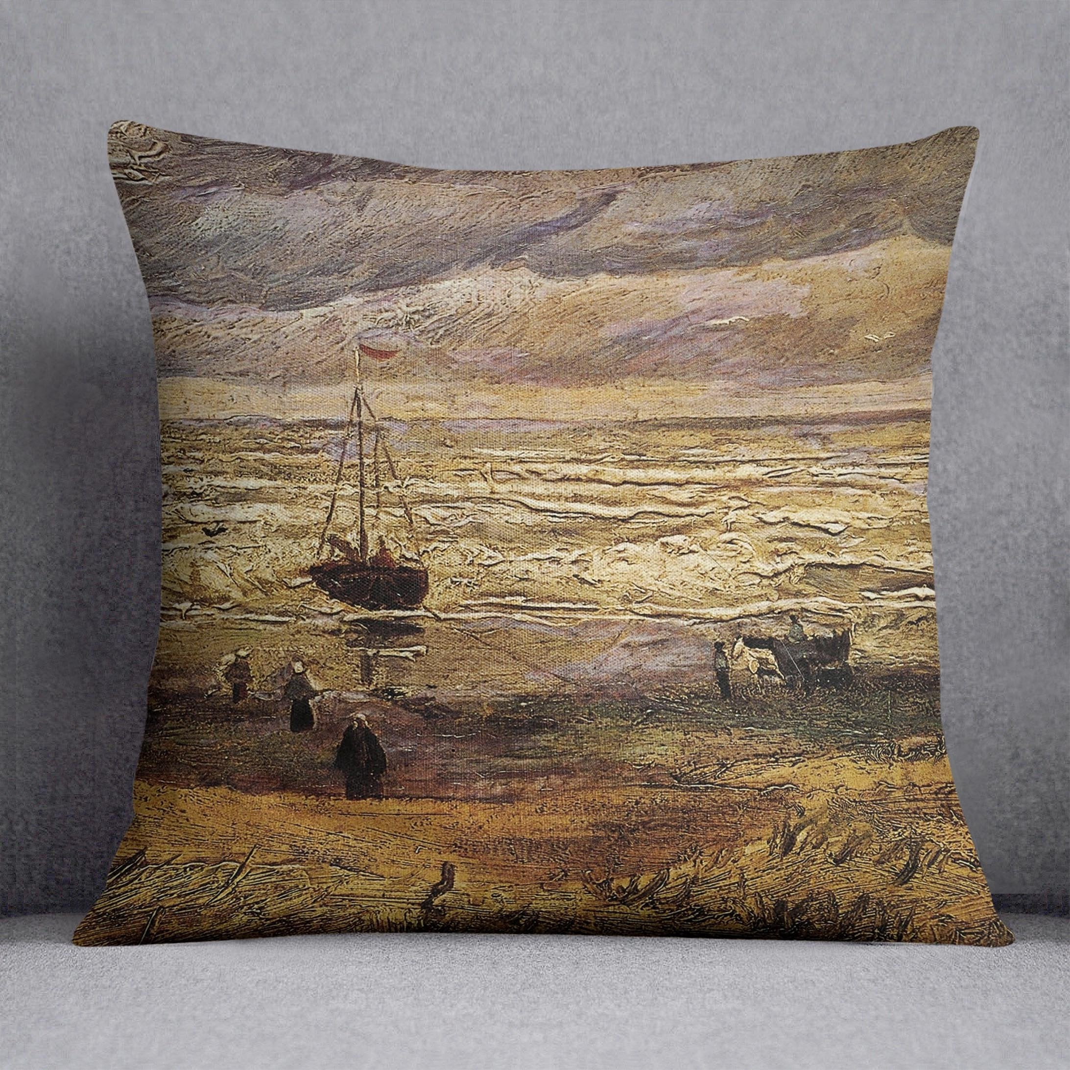 View of the Sea at Scheveningen by Van Gogh Throw Pillow