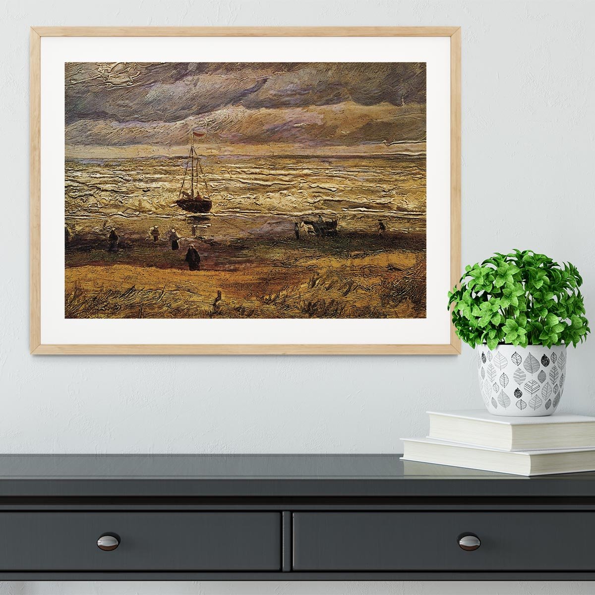 View of the Sea at Scheveningen by Van Gogh Framed Print - Canvas Art Rocks - 3