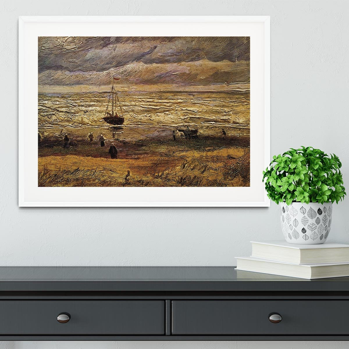 View of the Sea at Scheveningen by Van Gogh Framed Print - Canvas Art Rocks - 5