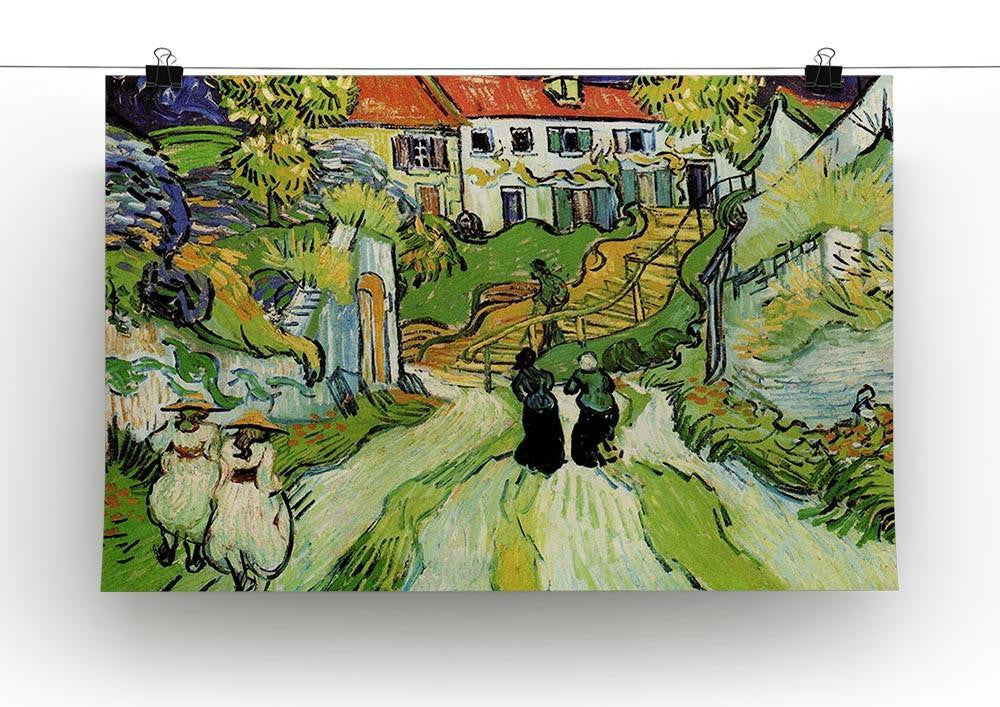Village Street and Steps in Auvers with Figures by Van Gogh Canvas Print & Poster - Canvas Art Rocks - 2