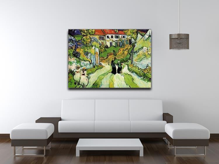 Village Street and Steps in Auvers with Figures by Van Gogh Canvas Print & Poster - Canvas Art Rocks - 4