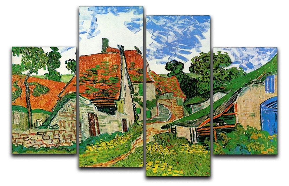 Village Street in Auvers by Van Gogh 4 Split Panel Canvas  - Canvas Art Rocks - 1