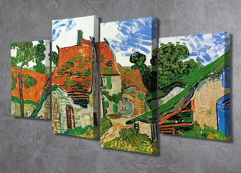 Village Street in Auvers by Van Gogh 4 Split Panel Canvas - Canvas Art Rocks - 2