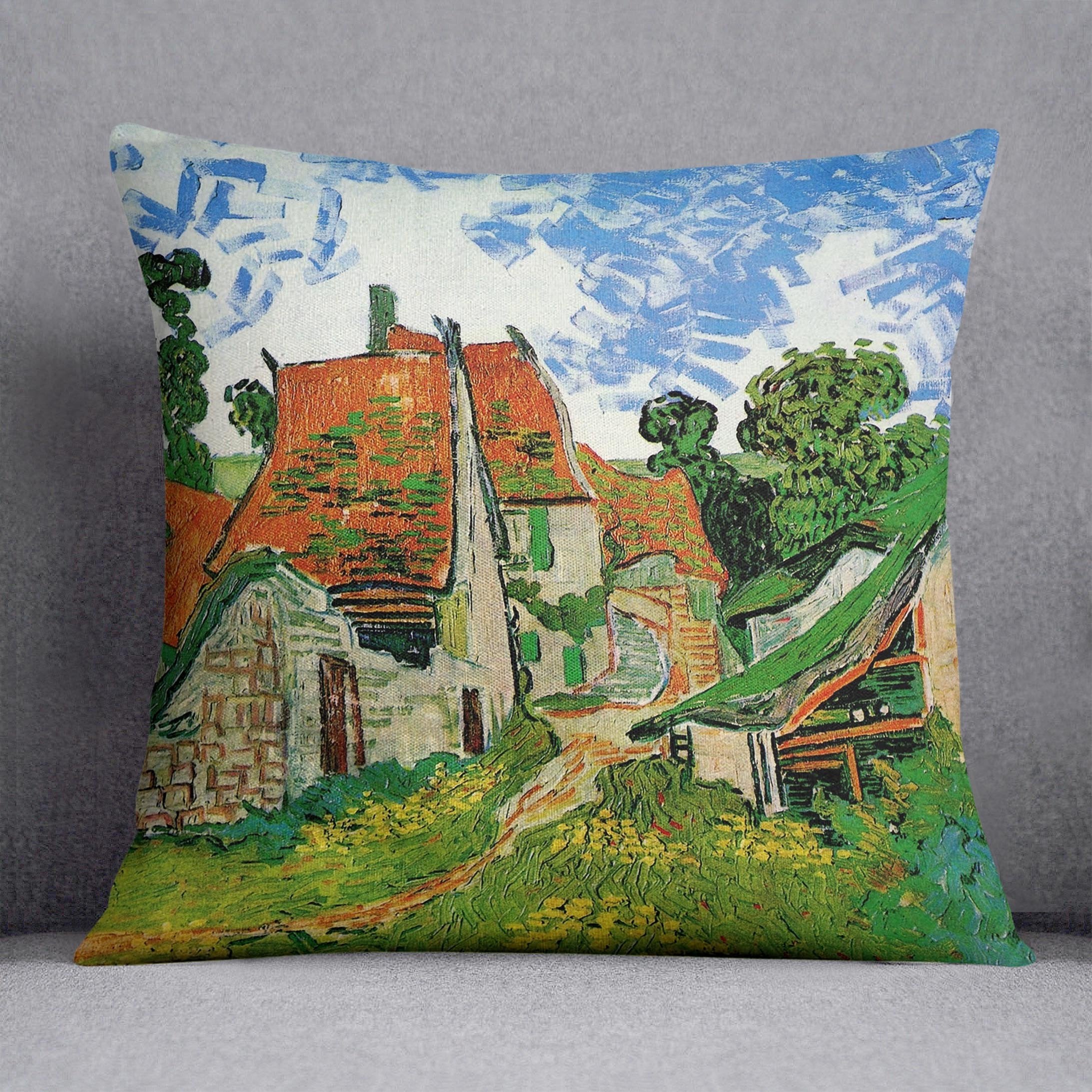 Village Street in Auvers by Van Gogh Throw Pillow