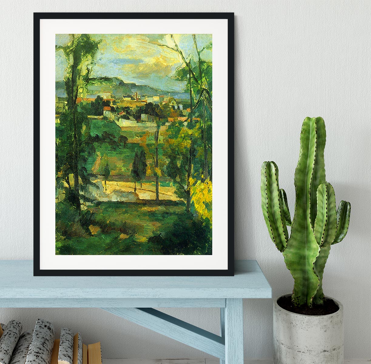 Village behind the trees Ile de France by Cezanne Framed Print - Canvas Art Rocks - 1