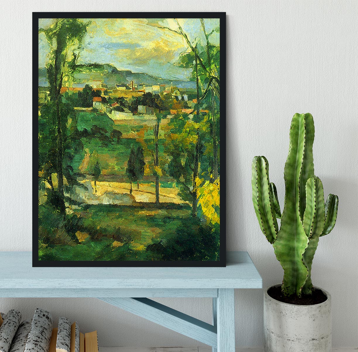 Village behind the trees Ile de France by Cezanne Framed Print - Canvas Art Rocks - 2