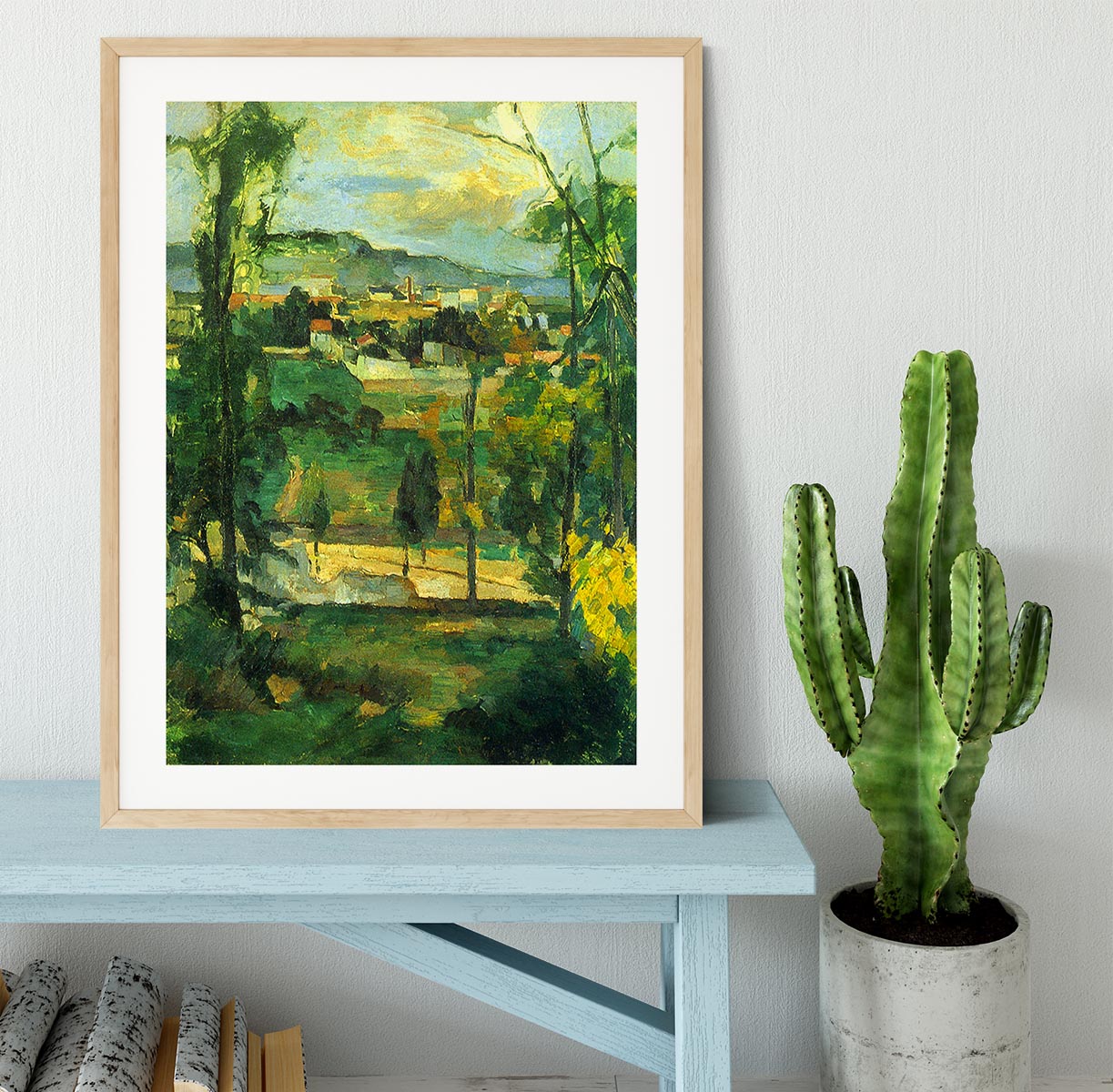 Village behind the trees Ile de France by Cezanne Framed Print - Canvas Art Rocks - 3