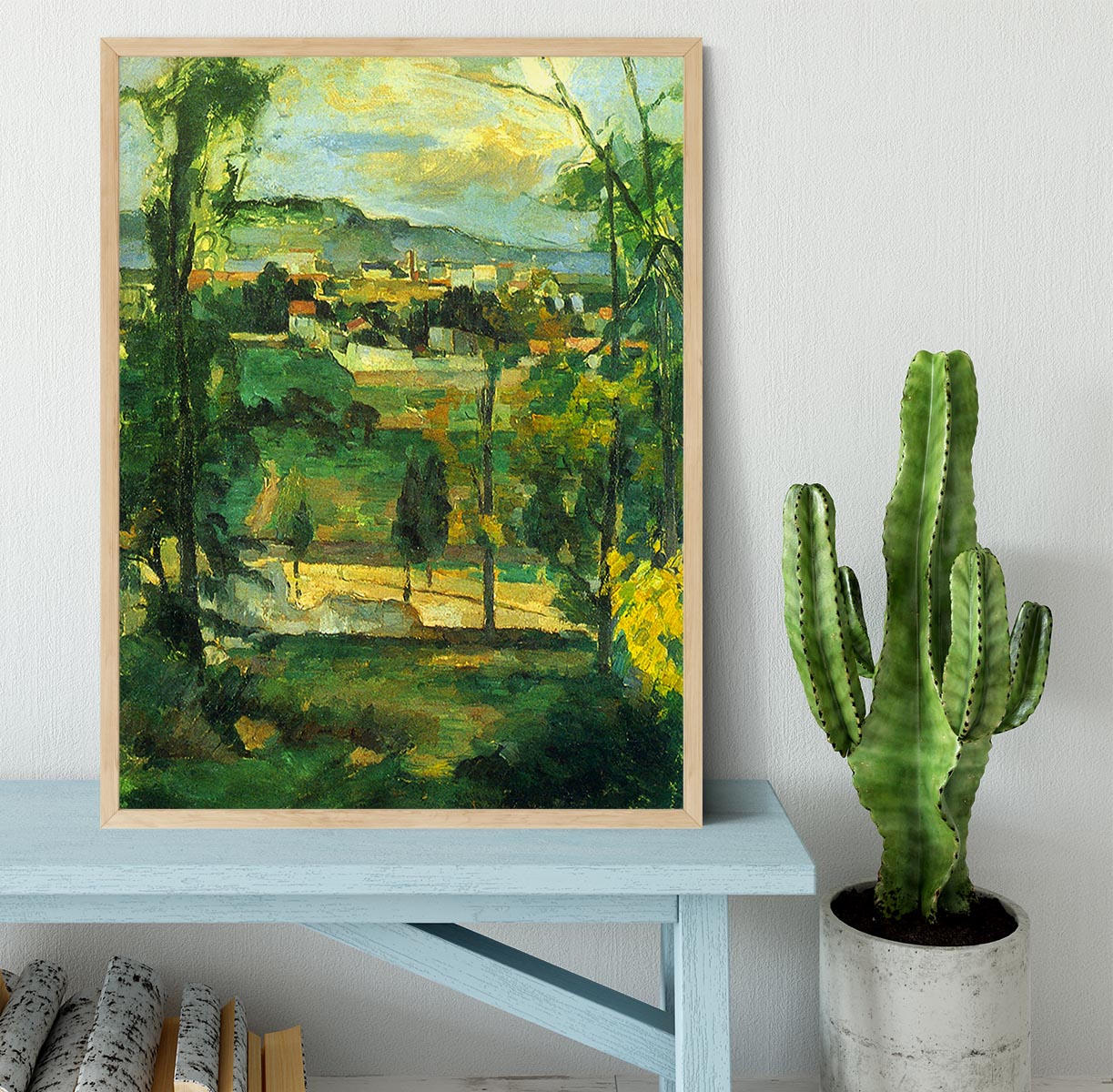 Village behind the trees Ile de France by Cezanne Framed Print - Canvas Art Rocks - 4