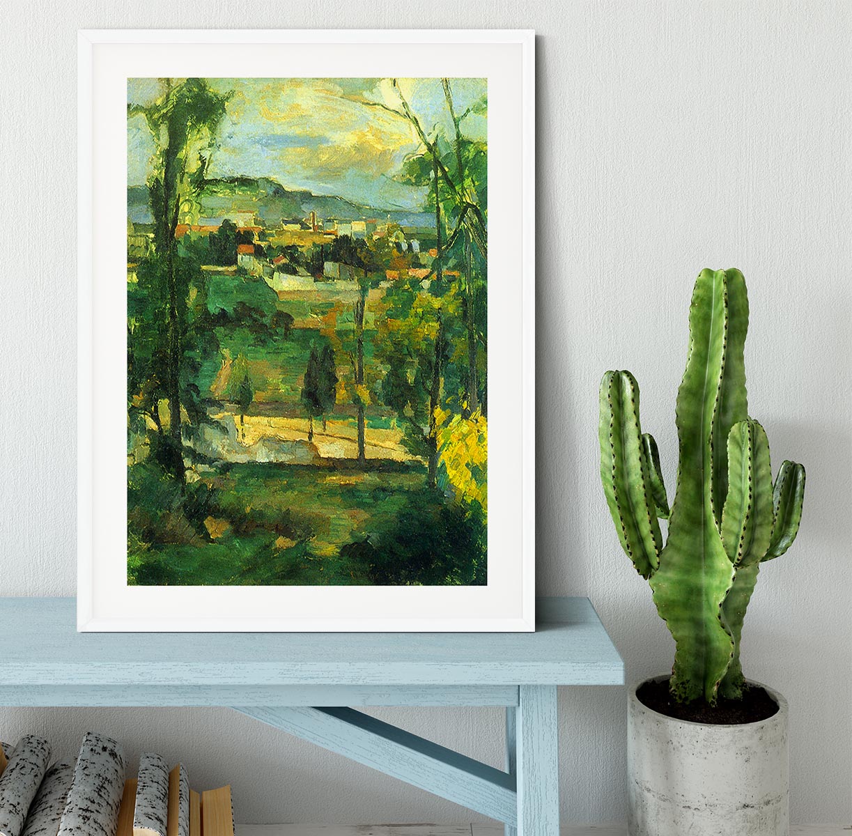 Village behind the trees Ile de France by Cezanne Framed Print - Canvas Art Rocks - 5