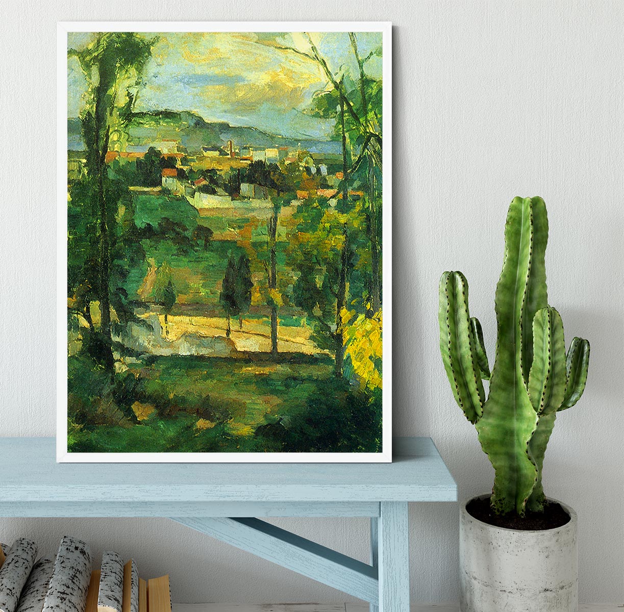 Village behind the trees Ile de France by Cezanne Framed Print - Canvas Art Rocks -6