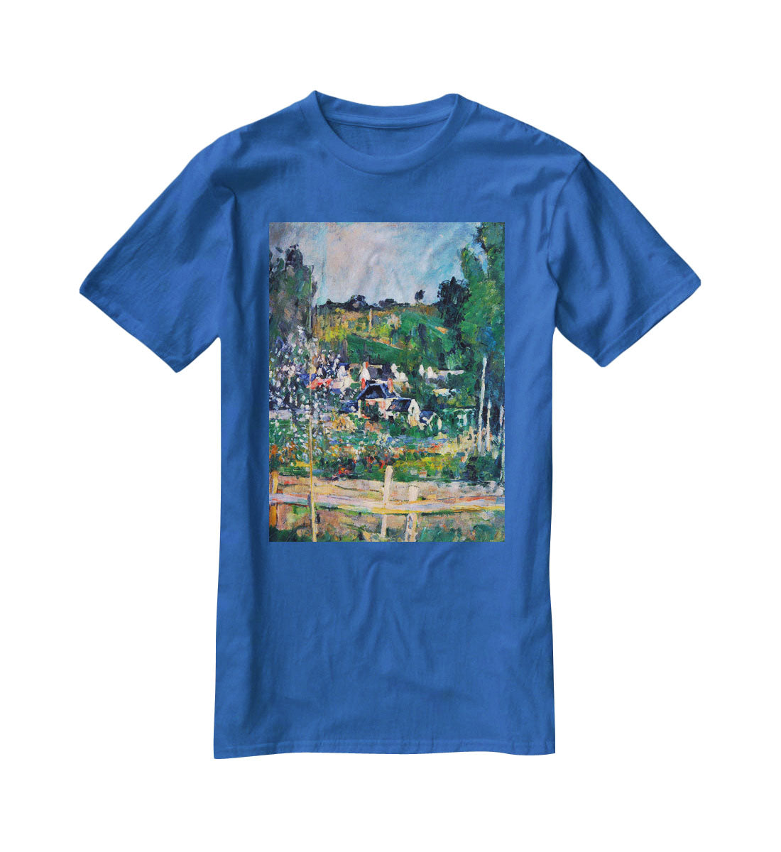 Village behind the view of Auvers-sur-Oise The Fence by Cezanne T-Shirt - Canvas Art Rocks - 2