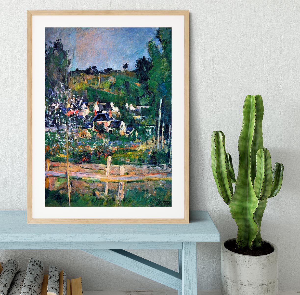 Village behind the view of Auvers-sur-Oise The Fence by Cezanne Framed Print - Canvas Art Rocks - 3
