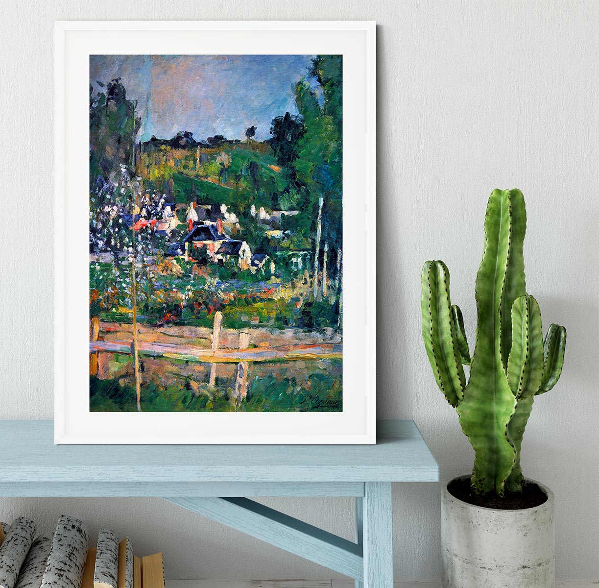 Village behind the view of Auvers-sur-Oise The Fence by Cezanne Framed Print - Canvas Art Rocks - 5