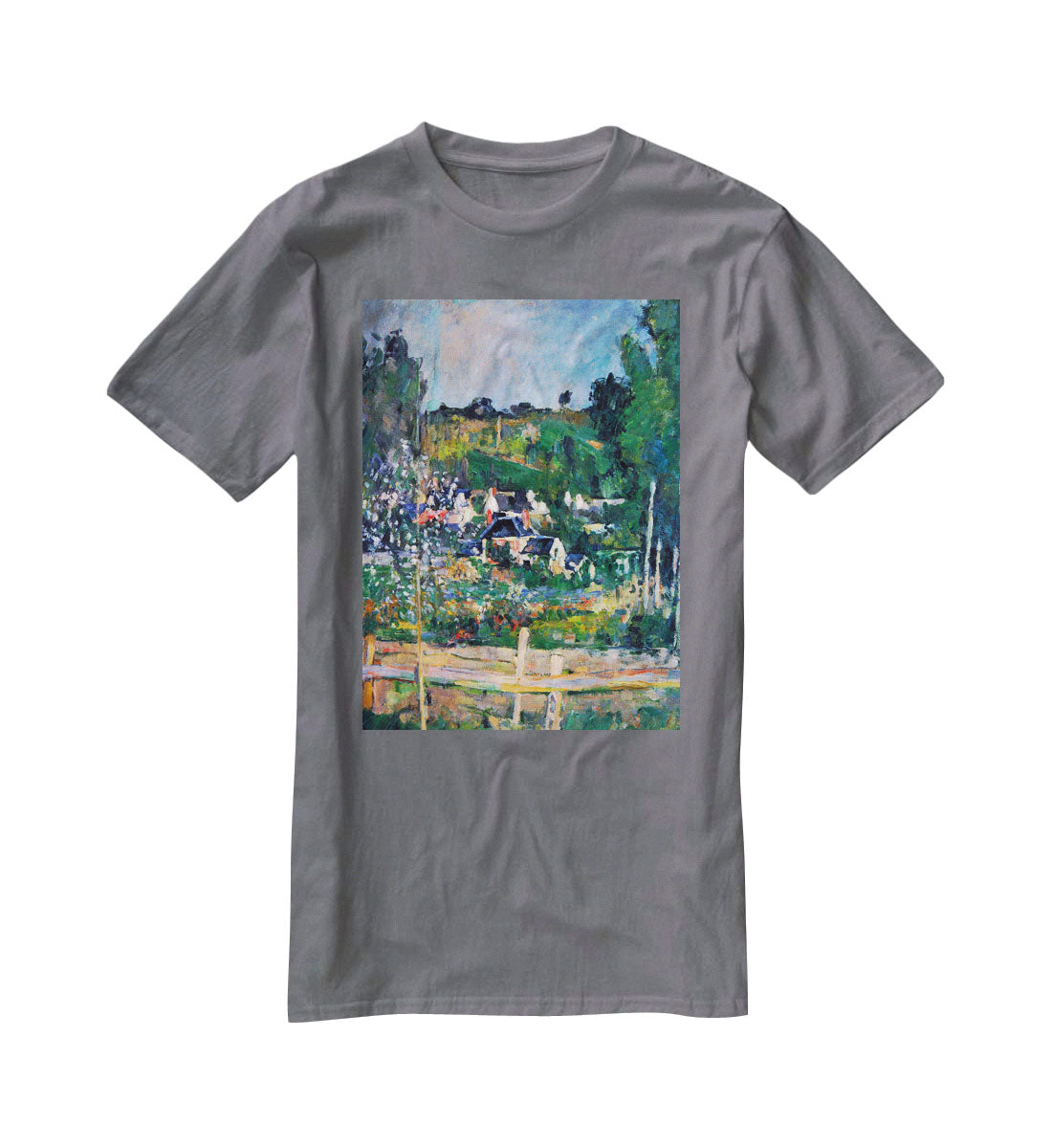 Village behind the view of Auvers-sur-Oise The Fence by Cezanne T-Shirt - Canvas Art Rocks - 3