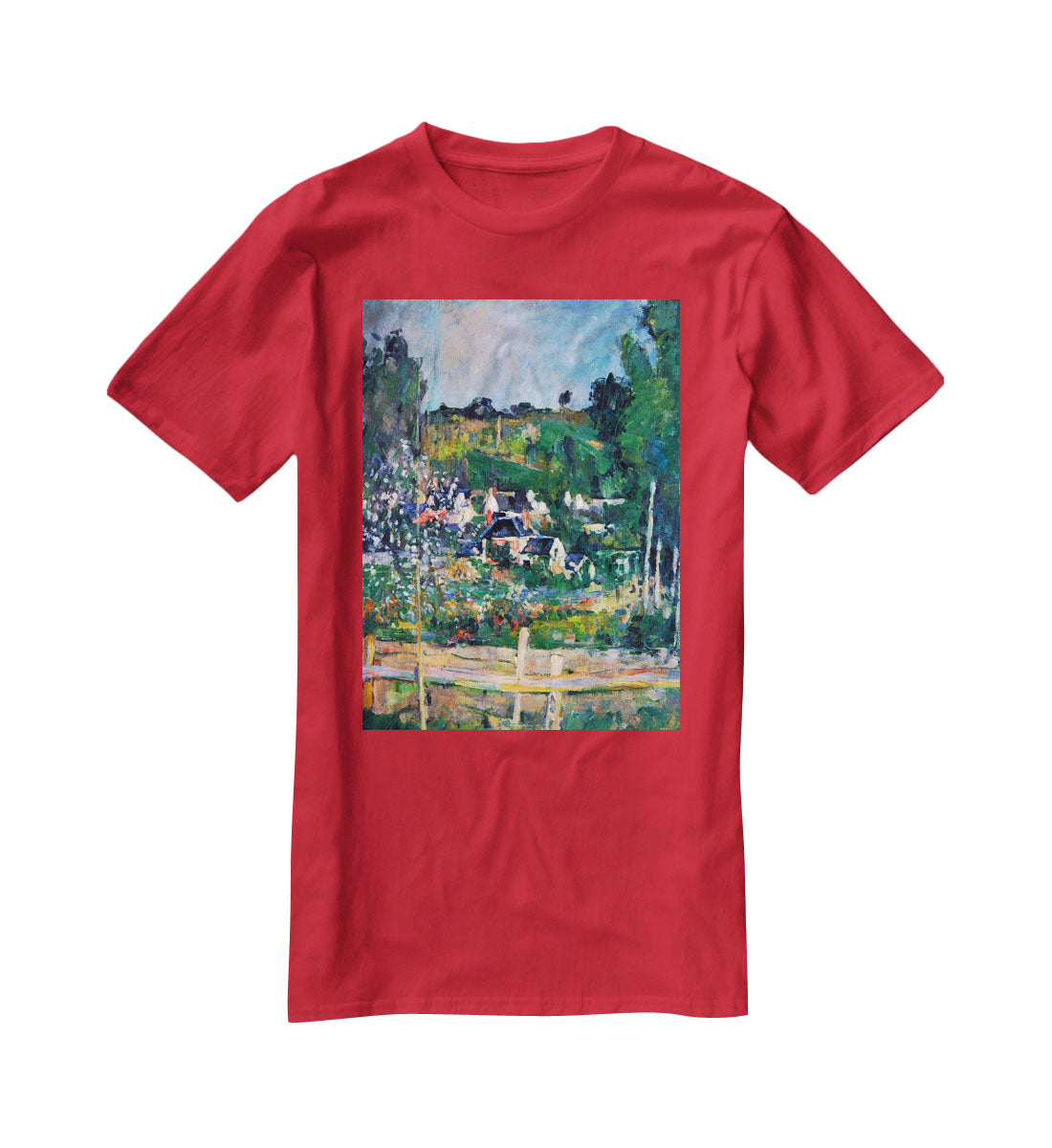 Village behind the view of Auvers-sur-Oise The Fence by Cezanne T-Shirt - Canvas Art Rocks - 4