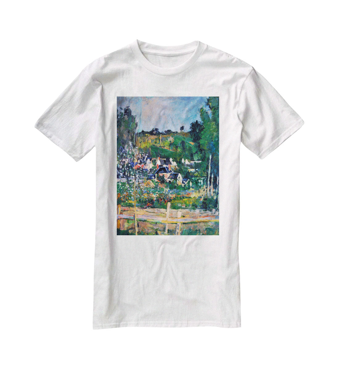 Village behind the view of Auvers-sur-Oise The Fence by Cezanne T-Shirt - Canvas Art Rocks - 5