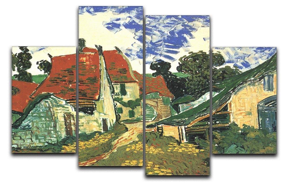 Villages Street in Auvers by Van Gogh 4 Split Panel Canvas  - Canvas Art Rocks - 1