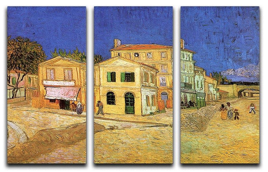 Vincent's House in Arles The Yellow House by Van Gogh 3 Split Panel Canvas Print - Canvas Art Rocks - 4