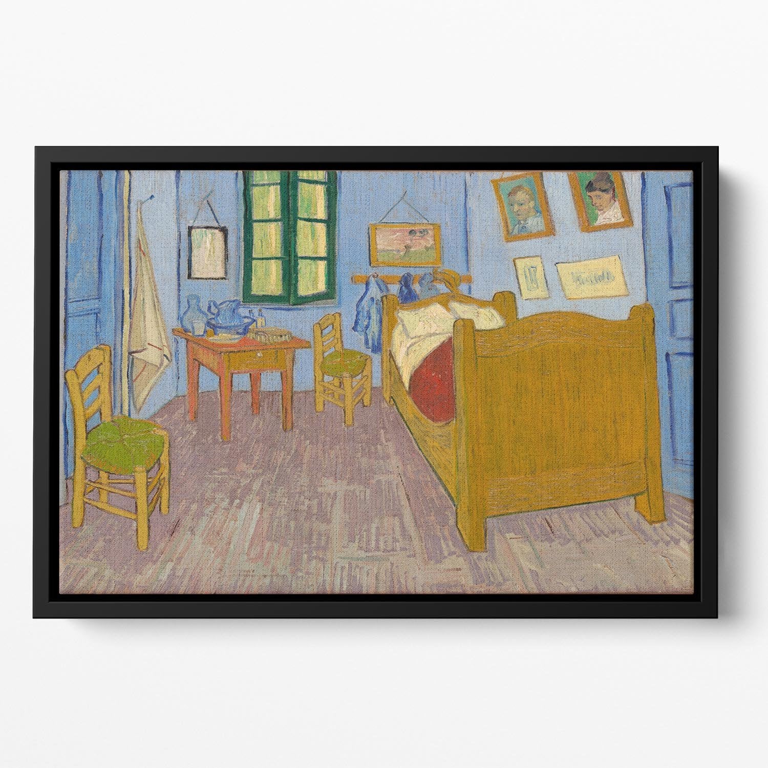 Vincents bedroom at Arles Floating Framed Canvas