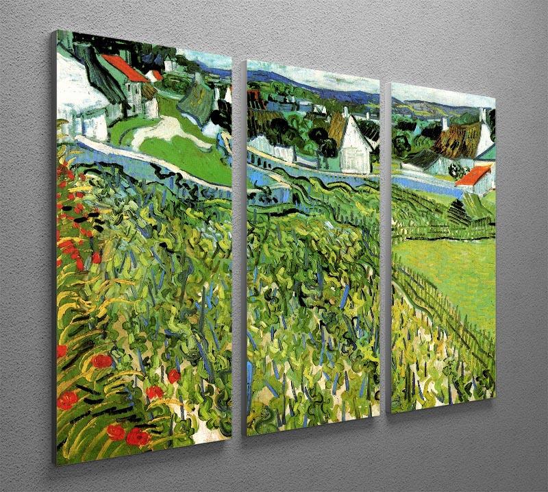 Vineyards with a View of Auvers by Van Gogh 3 Split Panel Canvas Print - Canvas Art Rocks - 4