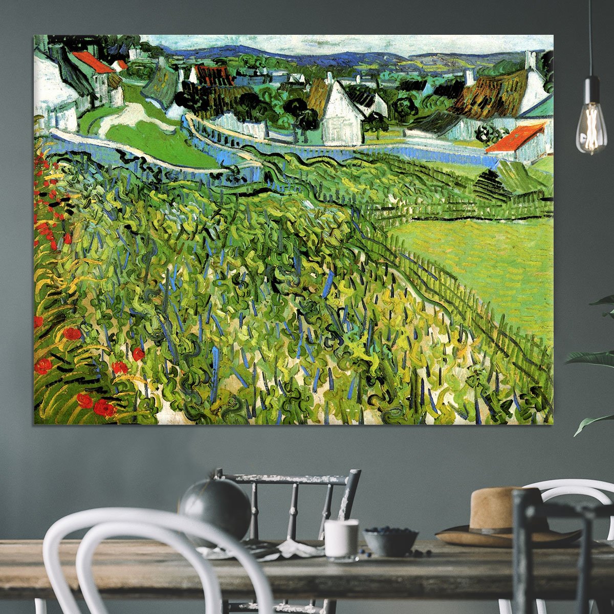 Vineyards with a View of Auvers by Van Gogh Canvas Print or Poster
