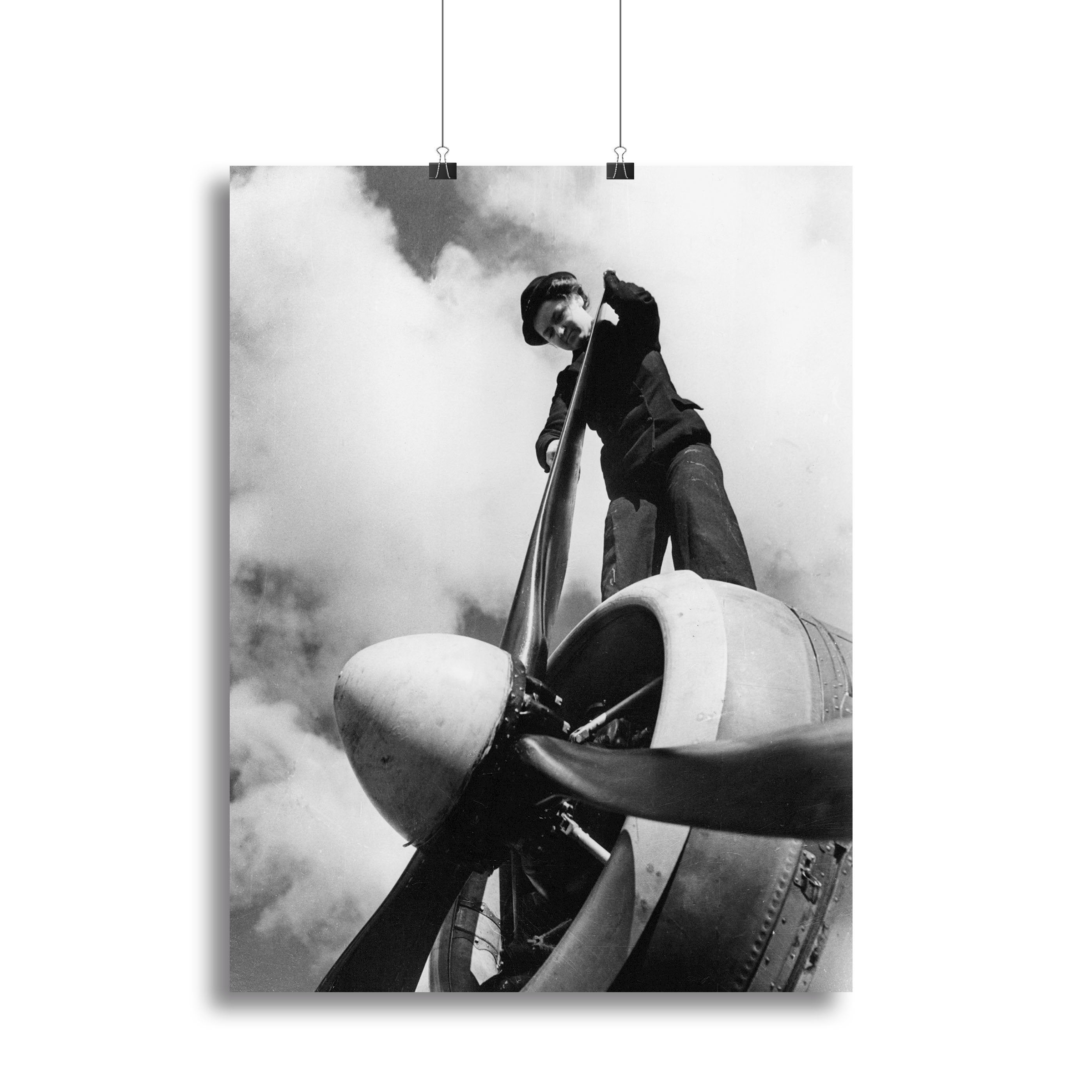 WW2 Oiling the propeller blade Canvas Print or Poster