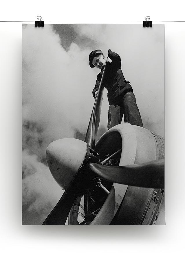 WW2 Oiling the propeller blade Canvas Print or Poster - Canvas Art Rocks - 2
