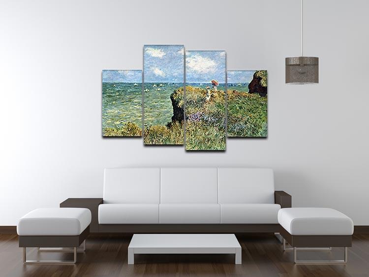 Walk on the cliffs by Monet 4 Split Panel Canvas - Canvas Art Rocks - 3