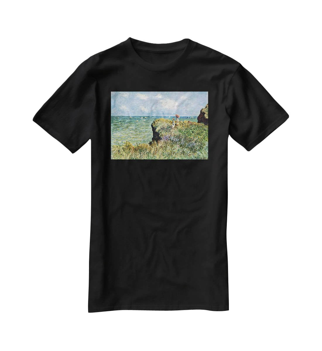 Walk on the cliffs by Monet T-Shirt - Canvas Art Rocks - 1
