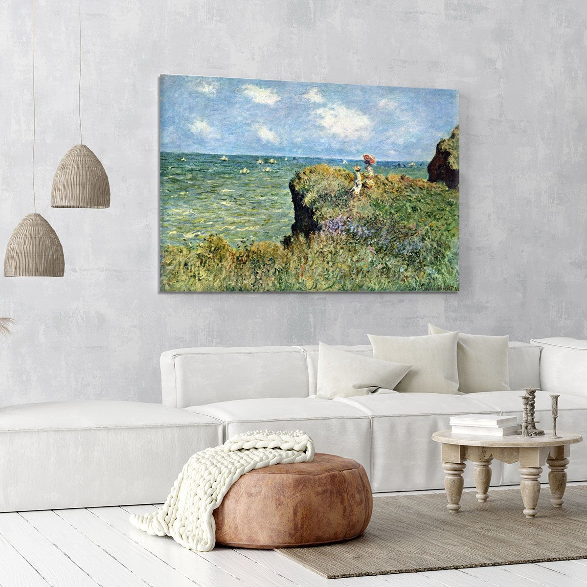 Walk on the cliffs by Monet Canvas Print or Poster