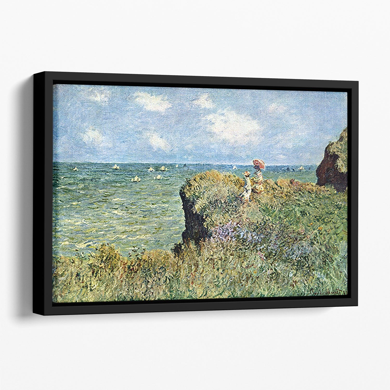 Walk on the cliffs by Monet Floating Framed Canvas