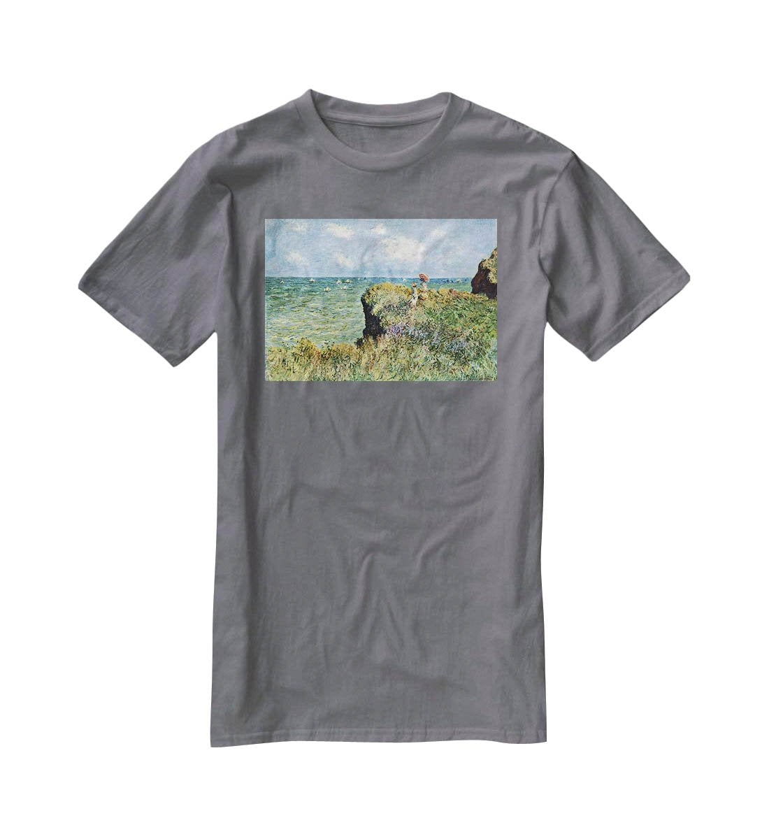 Walk on the cliffs by Monet T-Shirt - Canvas Art Rocks - 3