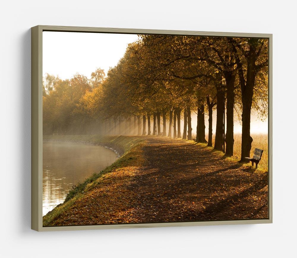 Walkway at the canal in morning HD Metal Print